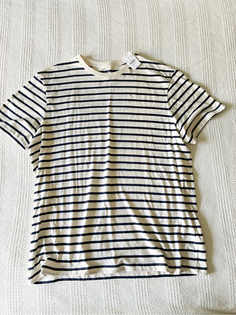 J. Crew Women's Striped Crew Neck Tee - Cream & Navy